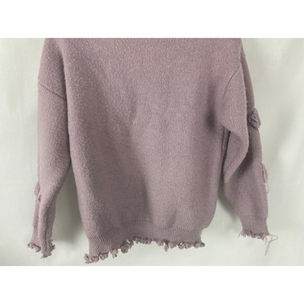 Distressed‎ Lavender Embroidered Pull Over Knit Shabby Chic Long Sleeve Sweater - Picture 8 of 11
